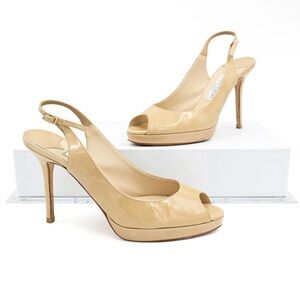 Jimmy Choo Cream Slingback Heels | Size 39.5